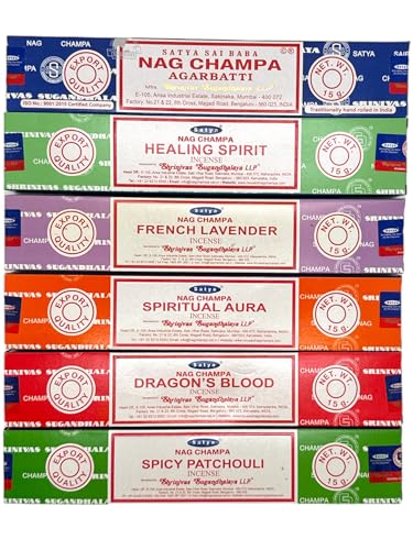 Satya Nag Champa Patchouli Lavender Spiritual Aura Dragon Blood Healing Spirit - Satya Incense...