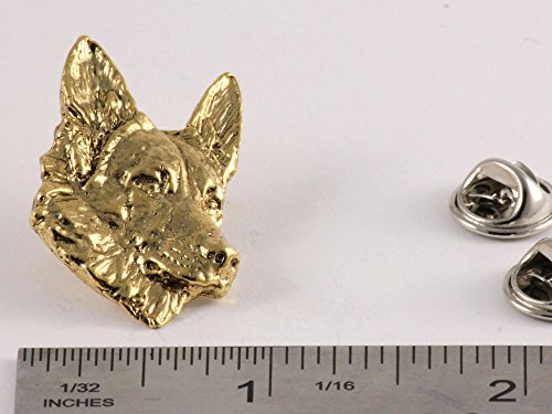 German Shepherd Dog Pin, Gold Plated, DG084, 1 1/4 Inches, Handmade in the USA, German Shepherd Dog Gift, Realistic Dog, Metal, Lapel Pin, Hat Pins, Brooch, Gift, Over 90 Dog Breeds Available2