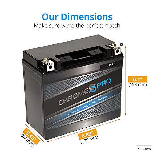 Rechargeable Ytx20H-Bs High Performance Power Sports Battery - Replacement Motorcycle Battery - Chrome Pro Battery #TOP1