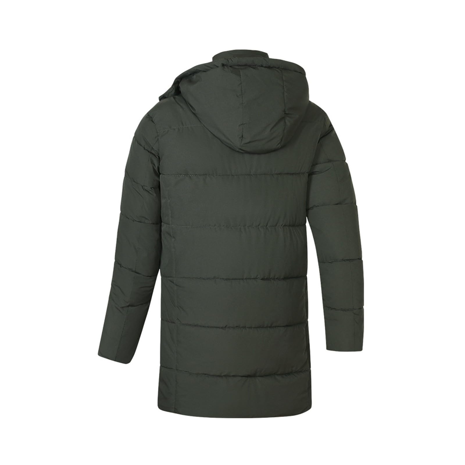 Piumino lungo da uomo con cappuccio imbottito invernale caldo giacche con tasche multiple antivento impermeabile full zip up parka leggero a maniche lunghe giacche da trekking all'aperto