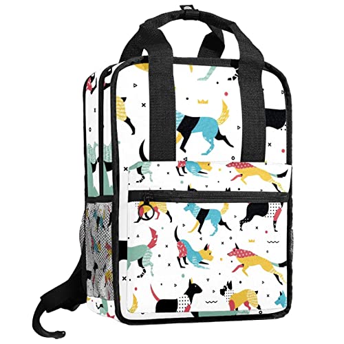 Sac à dos pour garçon à motif pattes chat et chien - Cartable enfant avec bretelles réglables