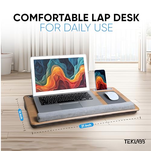 Image of Big Lap Desk Pillow | Wooden Laptop Stand | Portable Lap Desk for Home, Office, and Travel Comfortable workspace for Maximum Productivity (Big)
