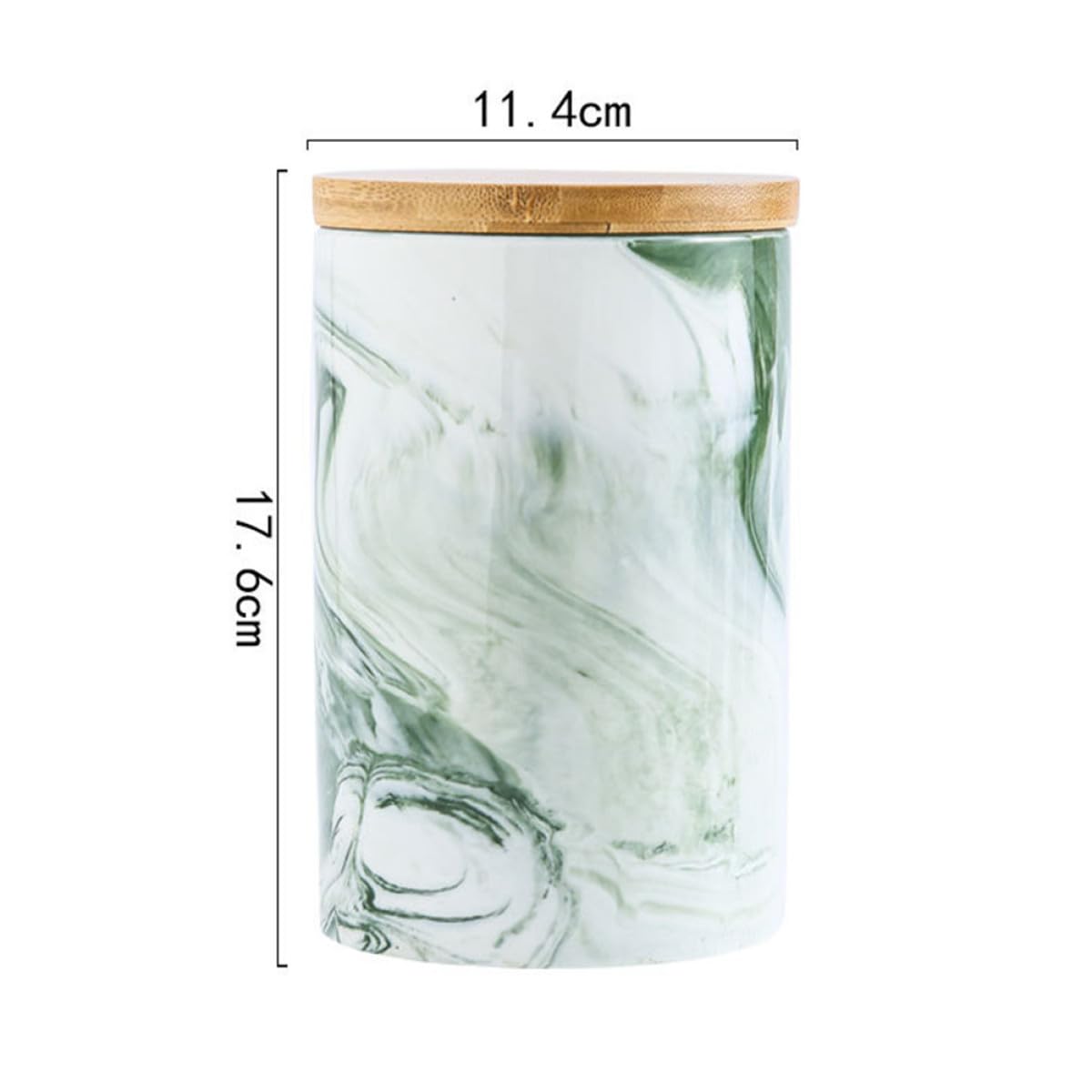 Housoutil Pot en Céramique Marbré Couvercle Vert pour Bocal de Rangement Hermétique 1 Pièce Adapté Thé et Fruits Secs