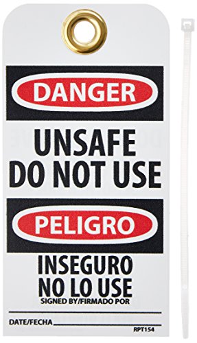 Étiquette danger bilingue NMC en vinyle premium avec œillet laiton haute résistance