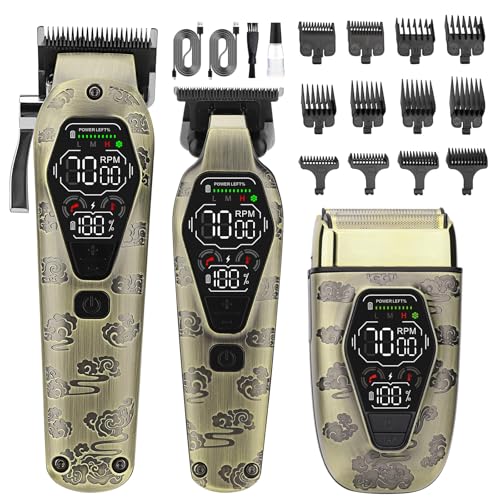 Bomxin Professional Hair Clippers for Men,3 In1 Cordless Beard Trimmer Electric Shavers,T-Blade Barber Clippers And Trimmer Set,Electric Hair Cut Machines,Men’s Grooming Kit for Gifts,for Home, Barber