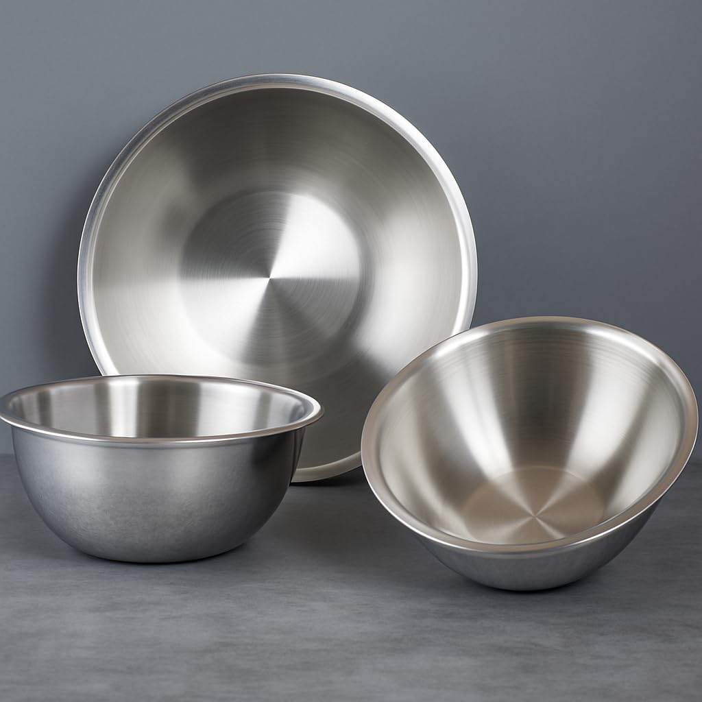 Triply Stainless Steel Cookware Tasla - 3pcs Set (18cm - 1.1L / 20cm - 1.5L / 22cm - 2L) | 2.5mm Thick Extra Deep Tri ply Tasla, Kadai for Cooking, Heavy Induction Base Kadai
