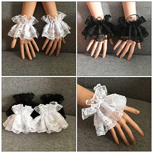 SOIMISS Lolita Floral Lace Wrist Cuffs Lace Cuffs Fake Hand Sleeves Lace Gloves Ruffled Accessories Women 2 pairs steampunk buy now online