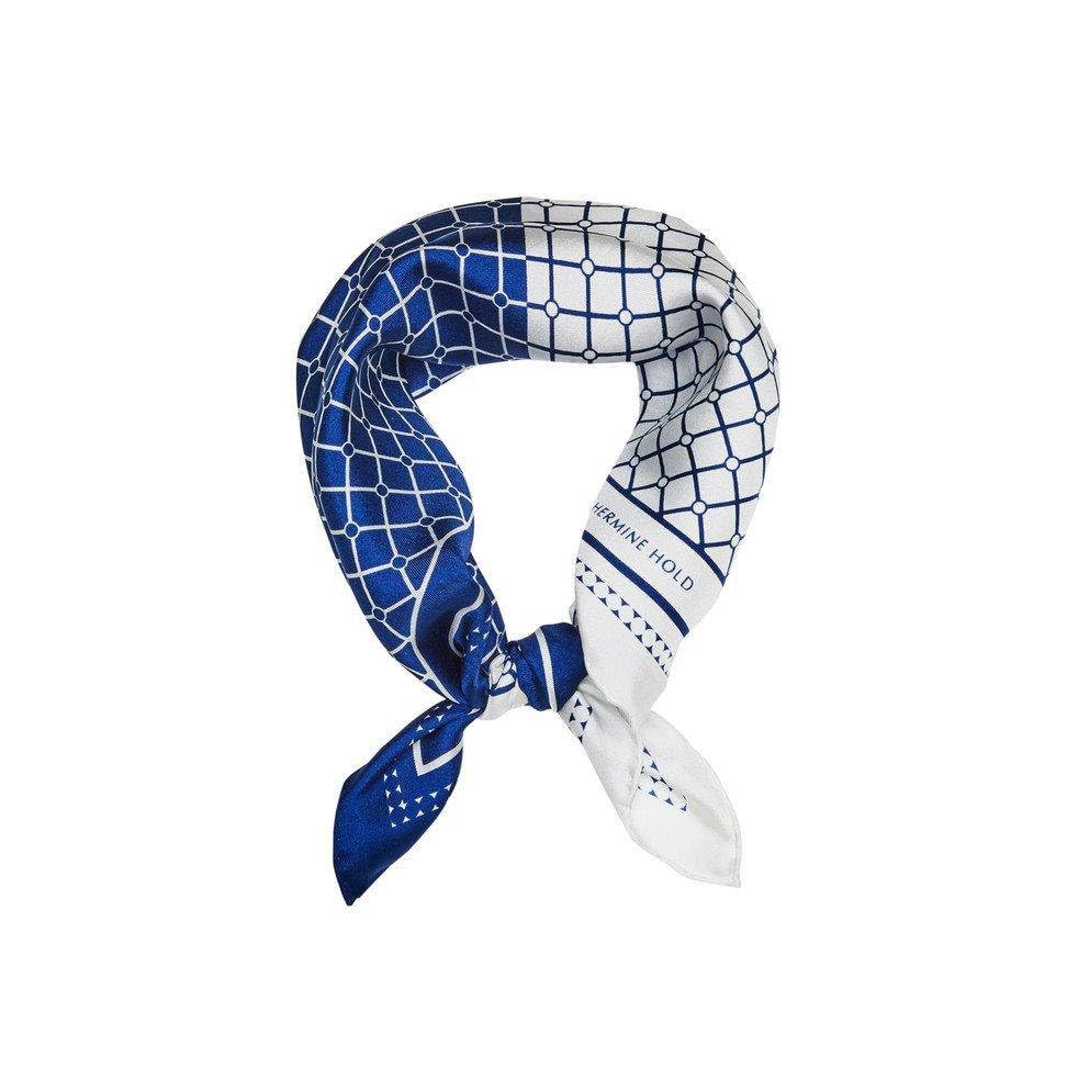 Bufanda de seda Hermine Hold pañuelo exclusivo de alta calidad azul