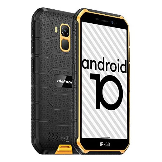 Ulefone Armor X7(2020) Android 10 Rugged Phones, 13MP + 5MP Waterproof Cameras, IP68 Smartphone, NFC, OTG, 4G Dual Sim, 5.0 Inch Screen, 2G RAM 16GB ROM, 4000mAh Battery, GPS, Bluetooth, WIFI - Orange