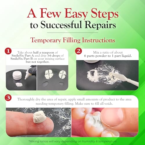 SmileFix Filling, Cap, Crown & Bridge Dental Repair Kit - Sturdy Zinc Oxide & Eugenol Oil Cement - Temporary Teeth Fix - Glue for Crowns & Bridges - Tooth Repairs - Smile Confidently