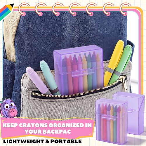 Image of Clabby 2 Pcs Clear Plastic Crayon Boxes Hold 24 Count, Purple