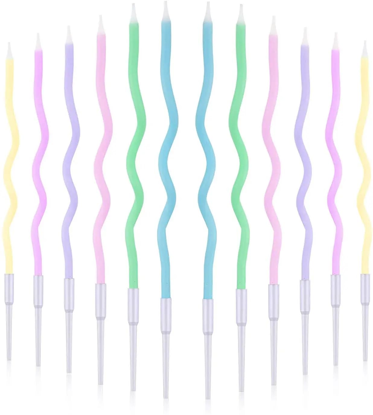 Best Spiral Candles for 2026: A Research Roundup 2 Cwise 24 Count Twisty Birthday Candles Spiral Cake Candles with Holders Macaron — product photo