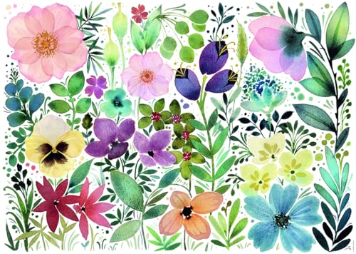 Nathan - Puzzle 1000 pièces - L'herbier des jolies fleurs aquarellées - Jennifer Lefèvre - Adultes et enfants dès 14 ans - Puzzle de qualité supérieure -...