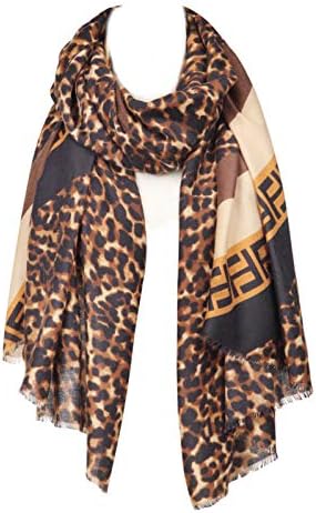 Nabegum Leopard Print Scarf for Women Cheetah Animal Lightweight Shawl Winter Blanket Scarves