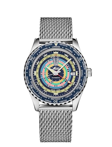 MIDO Ocean Star Decompression Worldtimer - Swiss Automatic GMT Watch for Men - Blue Dial - Stainless Steel 40.5mm Case - M0268291704100