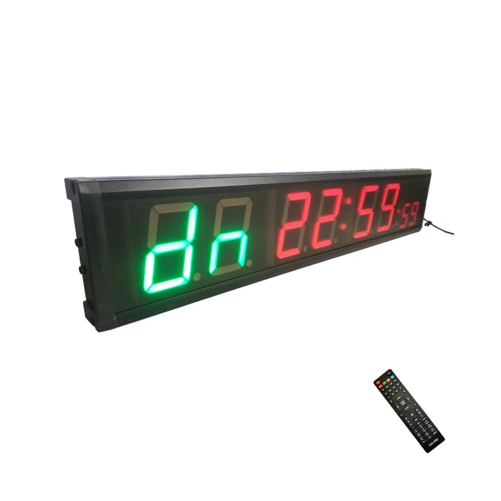 Minuteur d'entraînement en alliage d'aluminium avec compte à rebours et 2 chiffres verts + 6 chiffres rouges, horloge murale numérique d'intérieur à 6 chiffres. Utilisation multiscénario