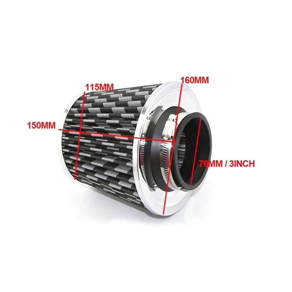 Kit De Filtro Aire Inducción Turbo Admisión Frío 76 Mm Para Accesorios Coche