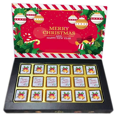 Image of Expelite Personalized Merry Christmas and Happy New Year Chocolate Gift for Wife -18 Pc Merry Christmas and Happy New Year Chocolate Gift for Girlfriend Wife