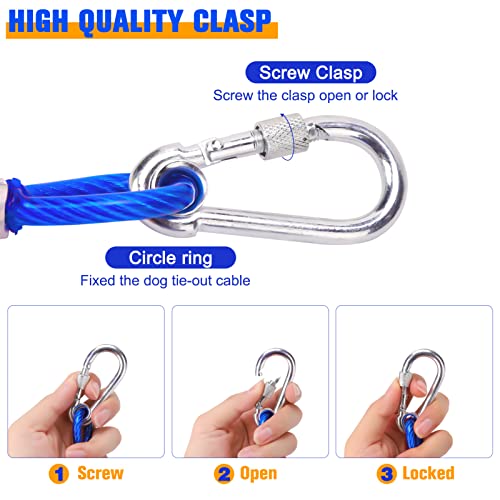 Image of Mihachi 50Ft Dog Tie Out Cable for Dog Up to 250lbs, Steel Wire Dog Leads for Yard, Dog Runner for Yard, Rust- Proof Training Tether for Medium to Large Dog Chains Outside