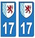 HADEXIA Autocollant Stickers Plaque immatriculation Voiture Auto département 17 Charente-Maritime Logo Nouvelle-Aquitaine