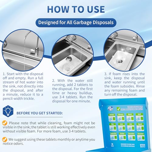 Foaming Garbage Disposal Cleaner and Deodorizer Tablets-24 Pack Food Disposal Cleaner, Quickly Eliminates Odors, XL Powerful Foaming Action, Refreshing Lemon Scent, Natural Ingredients, 1 Year Supply - Thumbnail 4