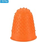PATIKIL 0.71x1.1 Inch bouts de doigts en caoutchouc, 10 Pack Silicone Thumb Fingertip Protecteur Couvres Pads de garde Poignées épaisses pour le comptage de bureau couture, Orange petite taille