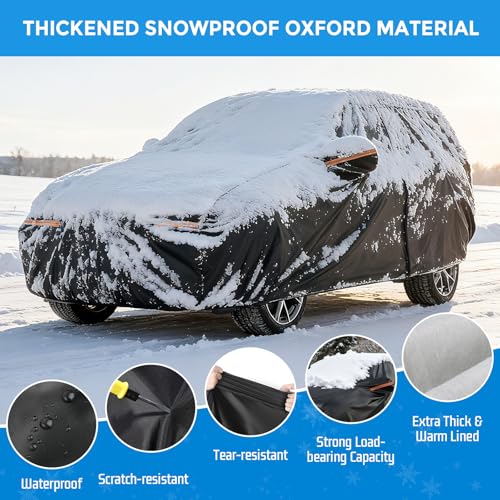 Image of Winter Car Cover for Ford Explorer 1991-2025, Heavy Duty SUV Full Car Cover | Waterproof All Weather Outdoor for Hail Snow Ice Rain Sun UV Dust Protector, with Driver Side Zipper & Reflective Strips