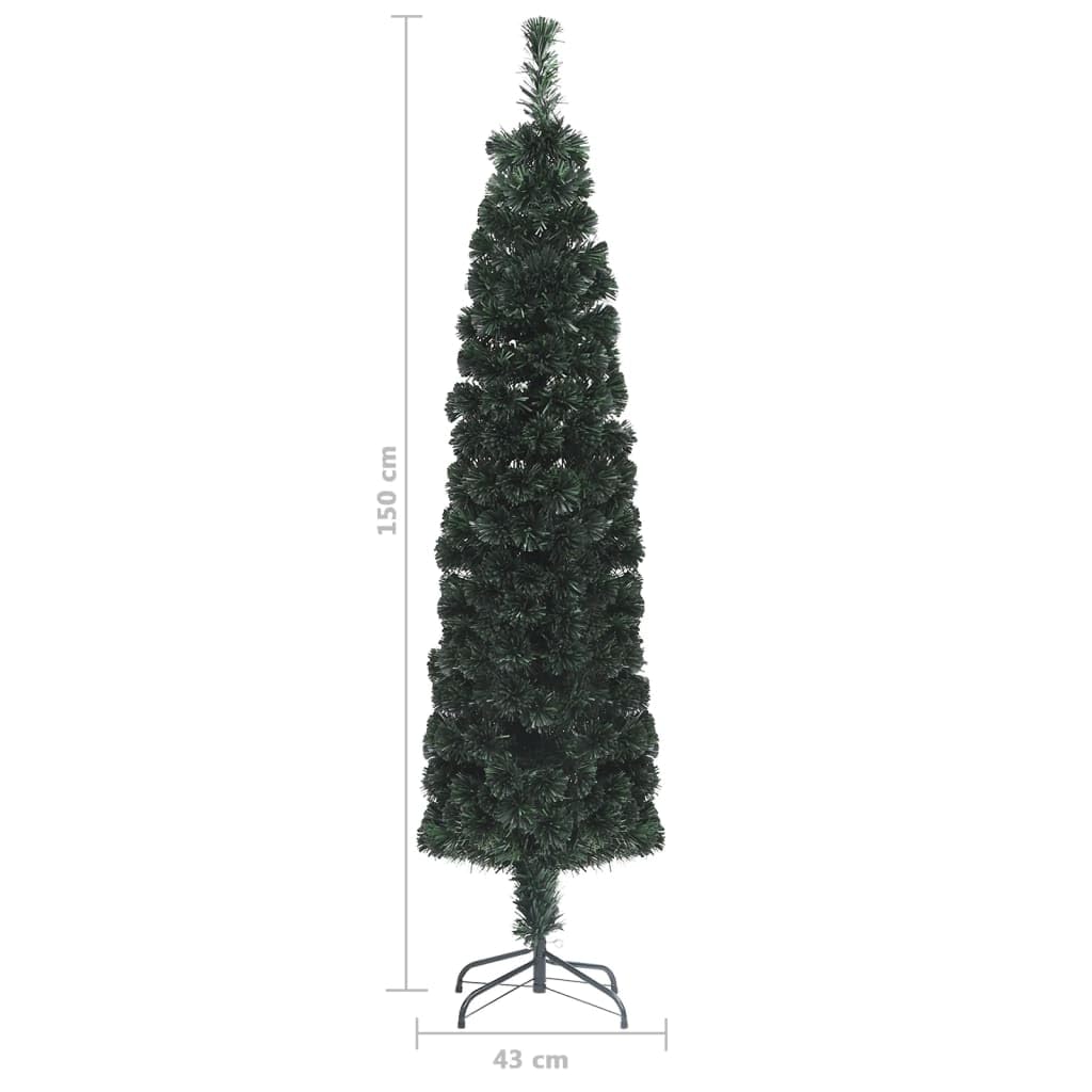 Künstlicher Weihnachtsbaum, schlank, 150 cm hoch, mit Glasfaser-Lichtleitern, farbwechselnd, energiesparend, für Innen- & geschützten Außenbereich