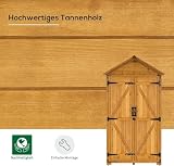 M MCombo Gartenschrank Geräteschuppen Werkzeugschrank Outdoor-Schrank Gartenbox mit Satteldach aus Holz wasserfest Grau/Natur 1000D, 48 X 90 X 178 cm (Natur)