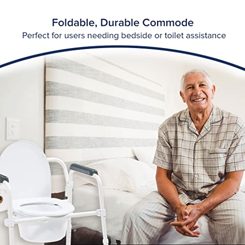 Image of Drive Medical Bedside Commode Chair with Toilet Paper Holder, White | Includes Toilet Paper Holder and Liner Sample for Complete, Ready-to-Use Bedside Commode Setup at Home