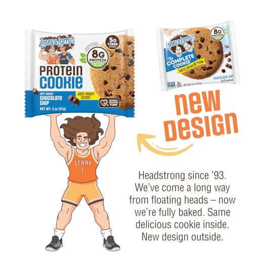 Image of Lenny & Larry's Protein Cookie, Chocolate Chip - High Protein Snacks with 8g Plant Protein, 5g Fiber, Soft-Baked, Vegan, Non-GMO | 2oz, Pack of 12