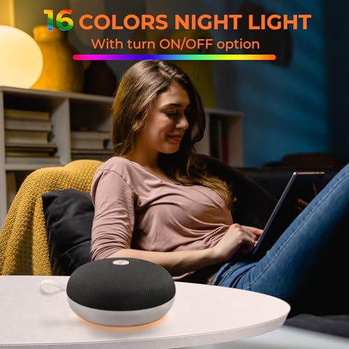 Baby White Noise Machine - 2024 New Portable Sound Machine for Baby Adult, Baby Sleep Soother with 30 Soothing Sounds & 16 Light, Noise Canceling for Office & Sleeping, Sound Therapy for Home, Travel - Image 6