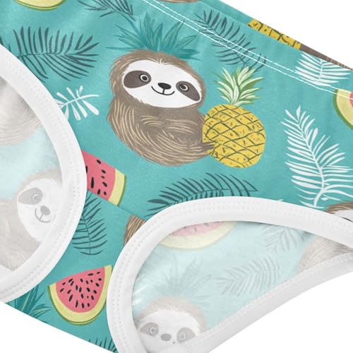 Wusikd Cute Cartoon Sloths Girls' Underwear Cotton Tropical Pineapple Girls Briefs Soft Toddler Underwear 2T4