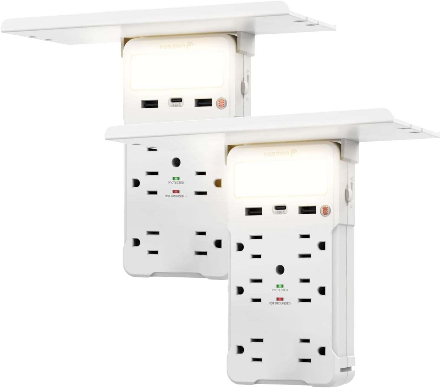 Fosmon (2 PACK) Wall Outlet Extender with shelf, Bathroom Outlet Socket ...