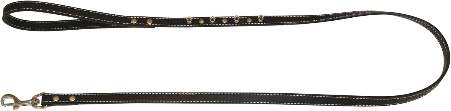 Croci Leather Leash with Studs, 1.5 cm x 120 cm, Black
