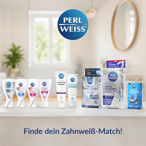 PERLWEISS Schönheits Zahnweiss Whitening Zahncreme - mit einzigartigem Pearl Powder gegen Verfärbungen - für sichtbare Zahnaufhellung, strahlenden Glanz & Zahnschmelzschutz, 50 ml