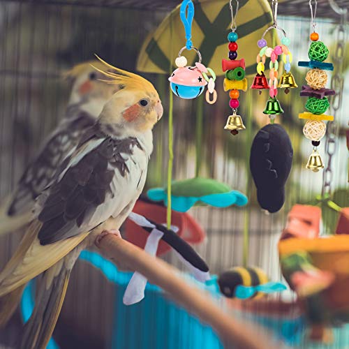 Inscape Data 8 Pack Bird Toys, Parrots Swing Chewing Hanging Toys Bird Perch Stand Toy Birds Cage Toys for Small Birds, Parakeets, Cockatiels, Budgie, Conures, Love Birds, Finches - Thumbnail 2