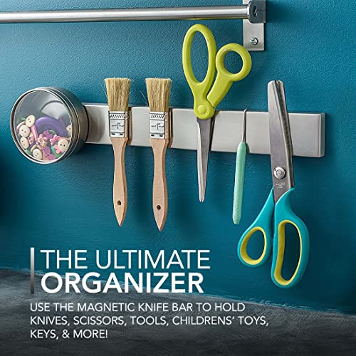 Modern Innovations 12 Inch Magnetic Knife Holder For Refrigerator, Magnetic Knife Holders For Fridge Or Kitchen Wall No Drilling, Magnet Strips For Knives & Metal Utensils, Tool Rack, Stainless Steel #TOP5