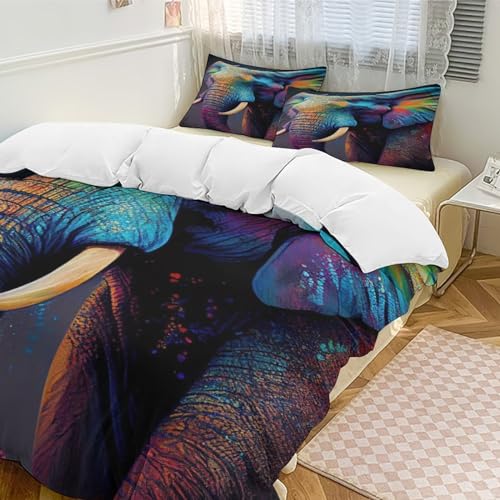 Parure de couette éléphant 3D douce et infroissable pour lit double - 5