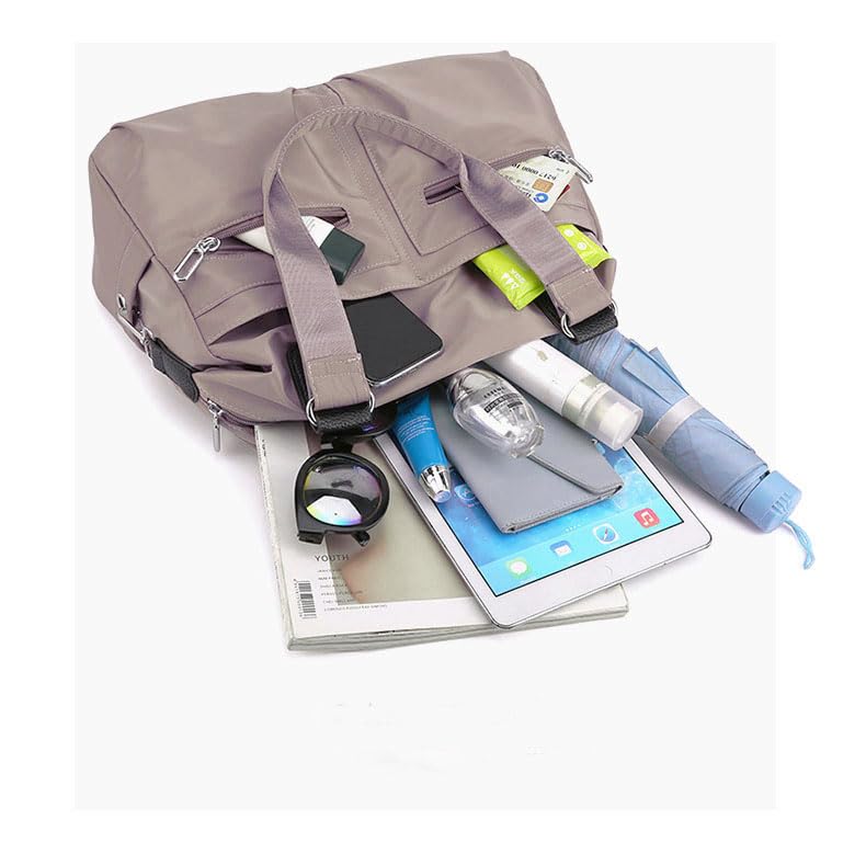 Image of Crossbody Bag for Women Multi-Pocket Nylon Tote Handbag Commuter Shoulder Bag (Khaki)
