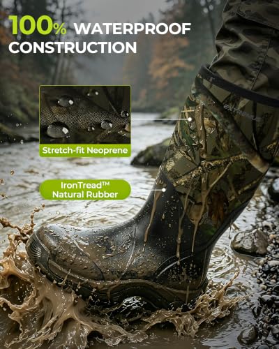 Image of Extremus by KastKing MudRidge Rubber Boots for Men, 100% Waterproof Boots | Multi-Season, 6mm Neoprene Hunting Boots, Natural Rubber, AirMesh, Arch Support, Anti-Slip Traction, Outdoor & Work