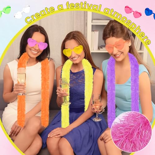 Image of 60Pcs /30Set 4.6ft Feather Boas and Heart Sunglasses