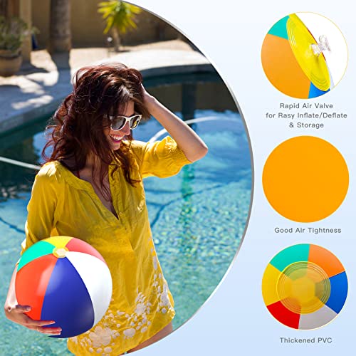 Mafomil Beach Balls Bulk 5 Pack, Beach Balls 24 Inch Rainbow Beach Balls For Kids & Toddlers Summer Beach Party Favors Inflatable Balls Bulk #TOP5