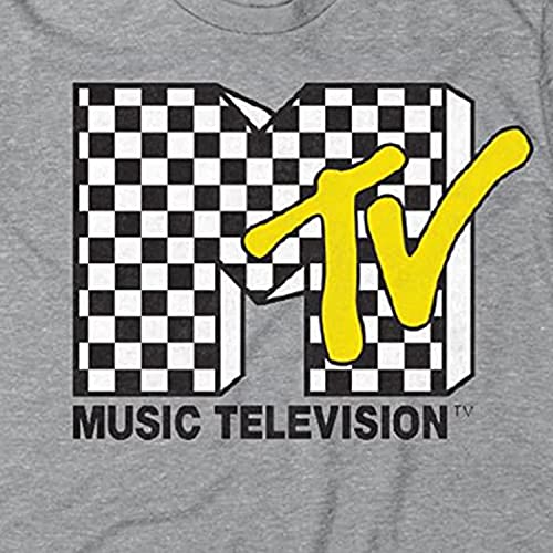 Mtv Mens Shirt With Checkerboard - #Tbt Mens 1980'S 1990'S Clothing - I Want My Music Television T-Shirt (Heather Gray, X-Large) #TOP1
