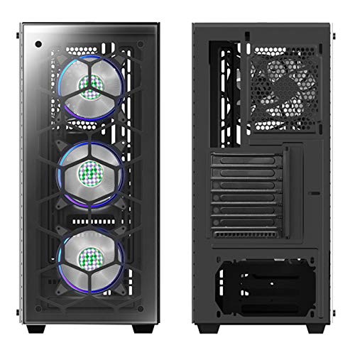 MUSETEX Phantom Black ATX Mid-Tower Chassis Gaming PC Case with USB3.0 and 6pcs 120mm ARGB Fans, 2 Tempered Glass Panels Gaming Style Windows Computer PC Case(903-S6)