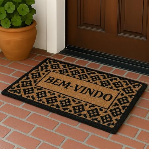 Tapete Porta Capacho Entrada Fibra Coco Antiderrapante 33x60cm (B...