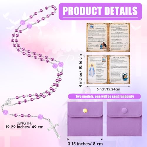 Quelay Rosary for Women Catholic Gifts Our Lady of Rosary Beads Pray Card Necklace Confirmation Gifts2