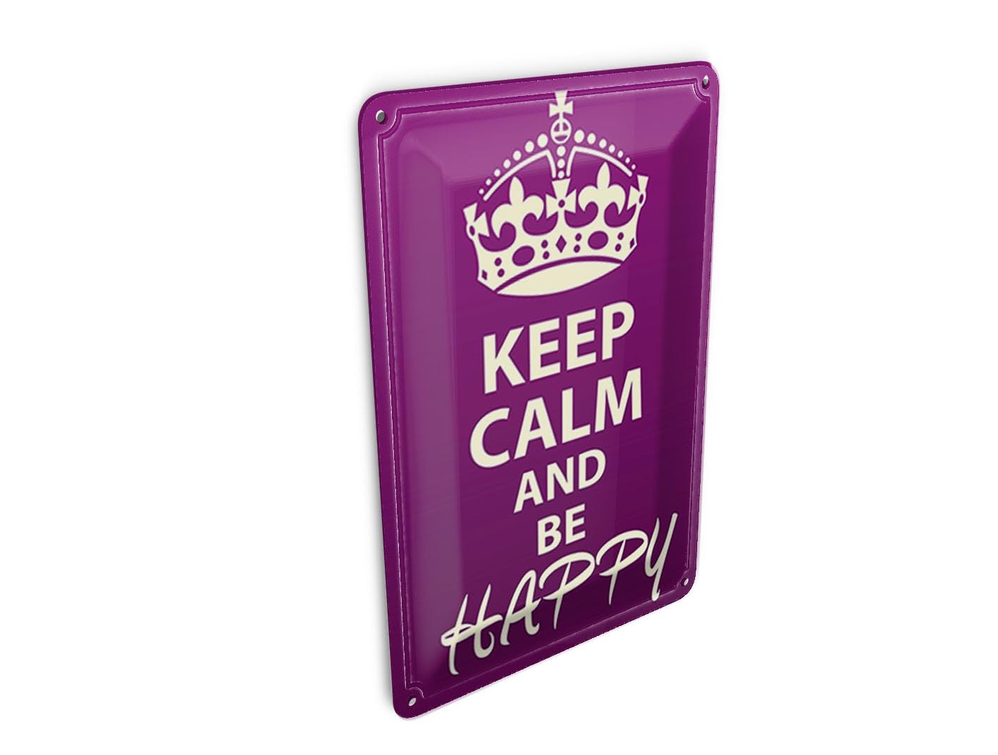 Femer Girls Multicoloured Tin Postcard With Saying 10 X 14 Cm Keep Calm And Be Happy Decorative Sign