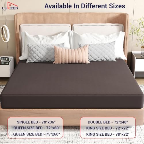 Image of Lukzer 100% Waterproof Quilted Mattress Protector Dark Brown King Size 78 x 72 Inches (6.5 x 6 ft) Cotton-Feel Bed Protector Noiseless Hypoallergenic Breathable Elastic Fitted Mattress Cover /Bed Cover