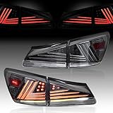 VLAND LED Smoked Tail lights Compatible For [ Lexus IS250 IS300 IS350 ISF 2006-2012 ] With Startup Animation and sequential turn signal, (NOT Fit IS250C / IS350C)